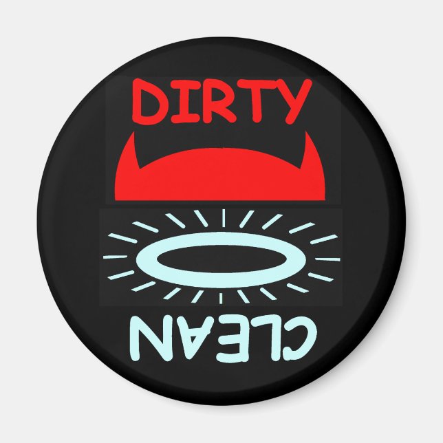 Imán Funny Devil Angel Dirty Clean Round Dishwasher (Frente)