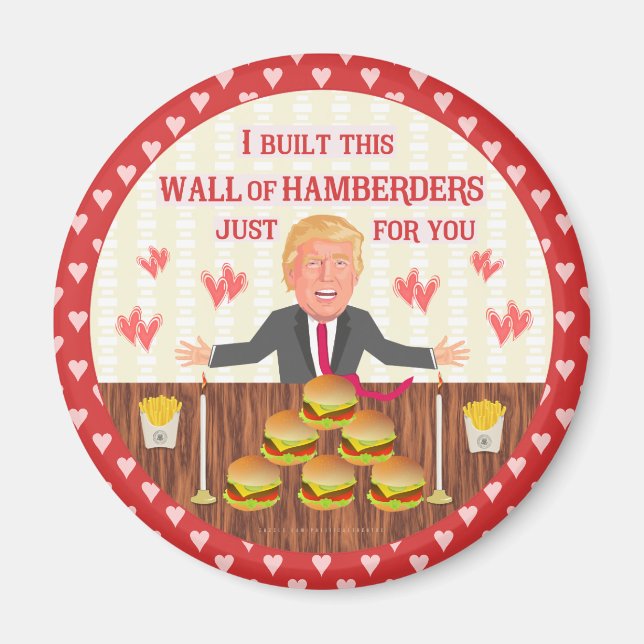 Imán Funny Donald Trump Hamberders Wall El día de San V (Frente)