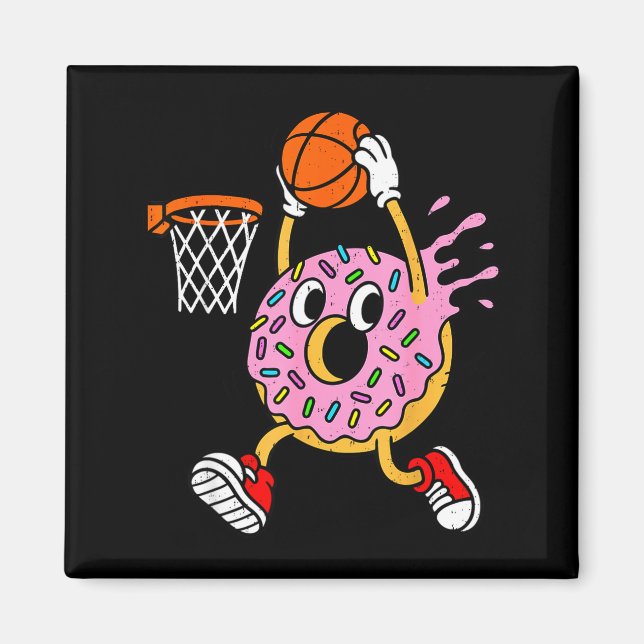 Imán Funny Donut Dunking Basketball Doughnut Food Champ (Frente)