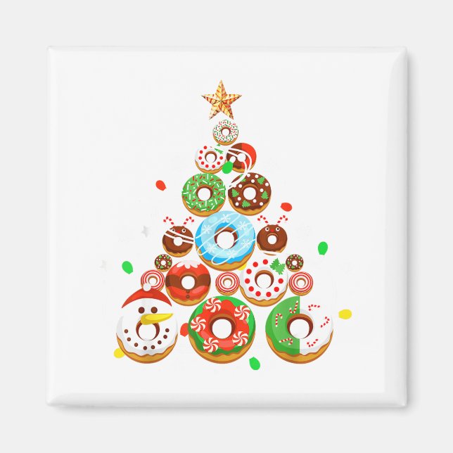 Imán Funny Donuts Christmas Tree Lights Xmas Pjs Boys K (Frente)