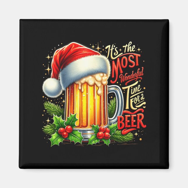 Imán Funny Drinking Christmas Santa Beer Lovers Trend N (Frente)