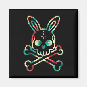 Imán Funny Easter Bunny Retro Tie Dye Bunny Skull Cross