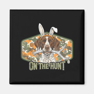 Imán Funny easter labrador retriever on the hunt bunny