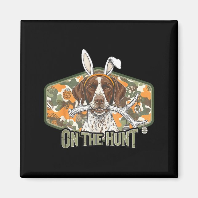 Imán Funny easter labrador retriever on the hunt bunny (Frente)