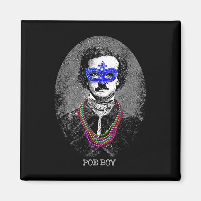 Imán Funny Edgar Allan Poe Mardi Gras Mashup (Frente)