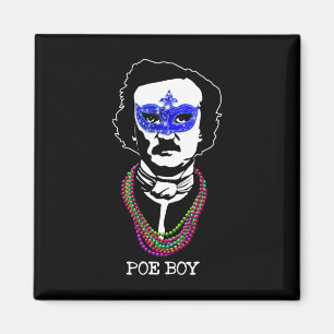 Imán Funny Edgar Allan Poe Mardi Gras Mashup 1