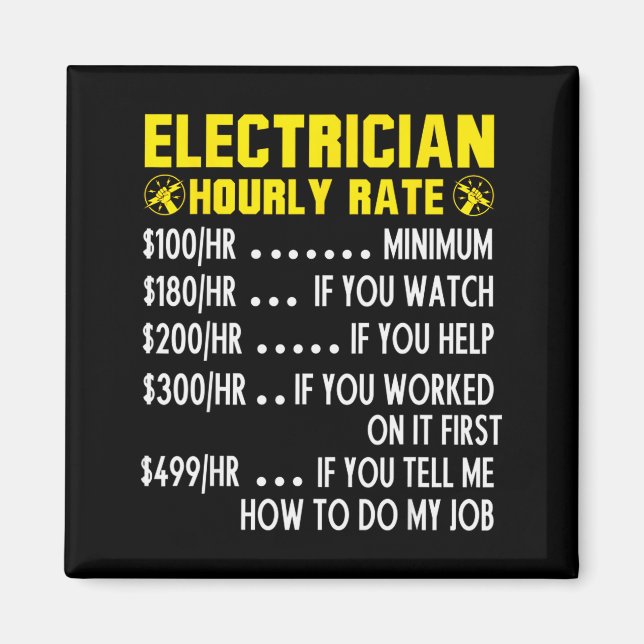 Imán Funny Electrician Hourly Rate Pricing Chart  (Frente)
