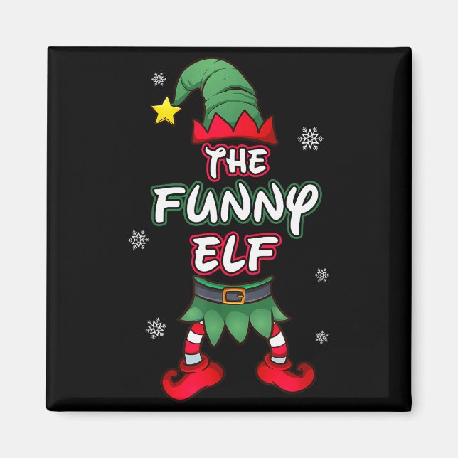 Imán Funny Elf Christmas Pajamas Pjs Matching Family Gr (Frente)