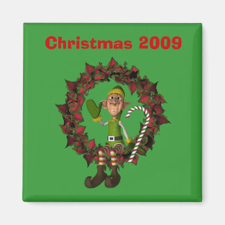 Imán Funny Elf En La Fiesta De Los Navidades De Wreath