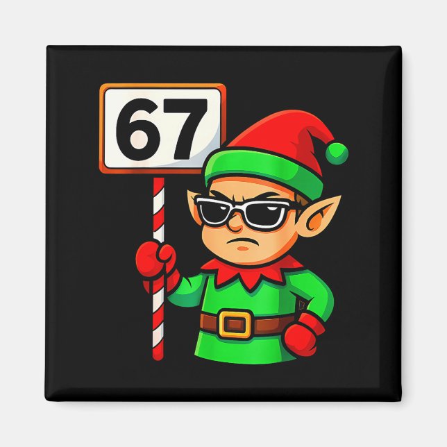 Imán Funny Elf Six Seven 6 7 Meme Christmas Costume 67  (Frente)