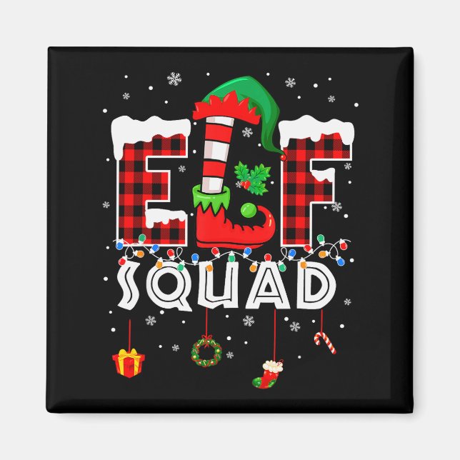 Imán Funny Elf Squad Christmas Family Matching Pajamas  (Frente)