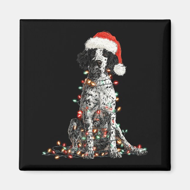 Imán Funny English Setter Christmas Graphics Dog Lights (Frente)