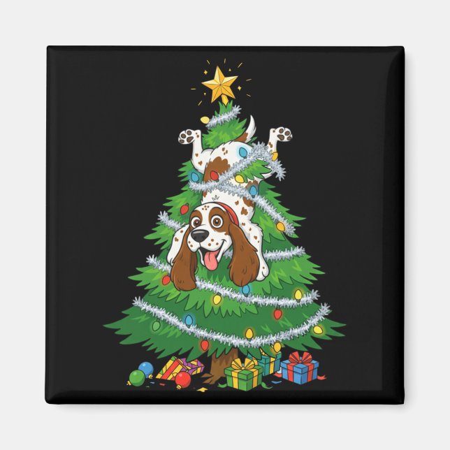 Imán Funny English Springer Spaniel Dog Christmas Tree  (Frente)