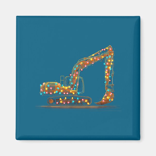 Imán Funny Excavator Christmas Graphics Lights Lover  (Frente)