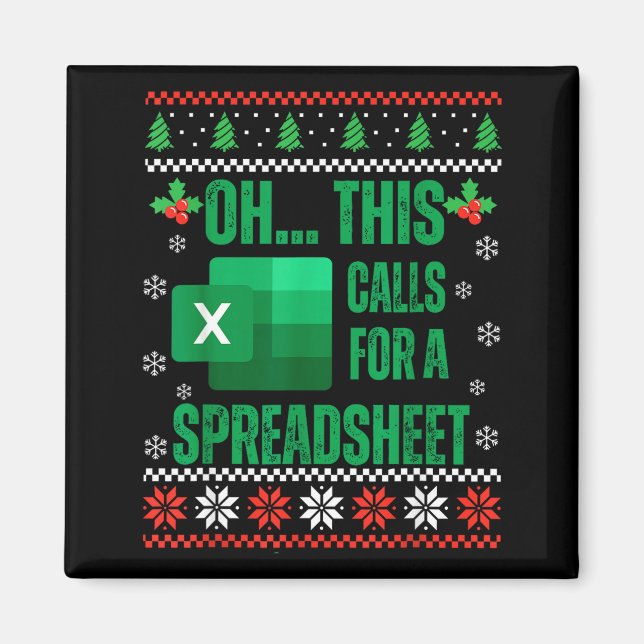 Imán Funny Excel Spreadsheets Christmas Sweater Lover A (Frente)
