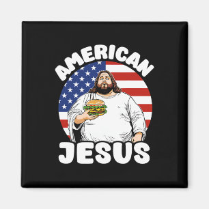 Imán Funny Fat American Jesus Hamburger Sarcástico 4O