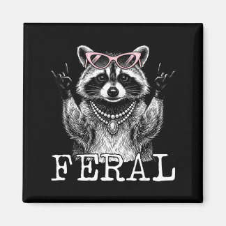 Imán Funny feral raccoon feral girl summer raccoon