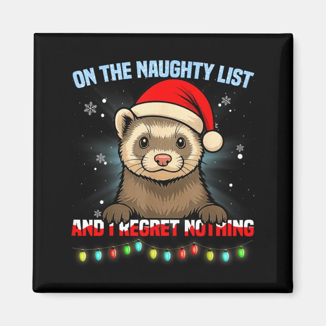 Imán Funny Ferret Christmas Santa Hat Xmas Men Women Ki (Frente)