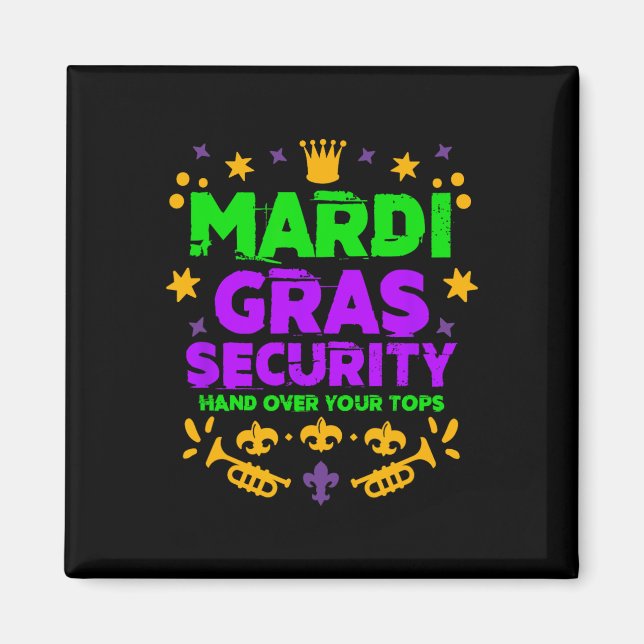 Imán Funny Festival Mardi Gras de Seguridad Mardi Gr (Frente)