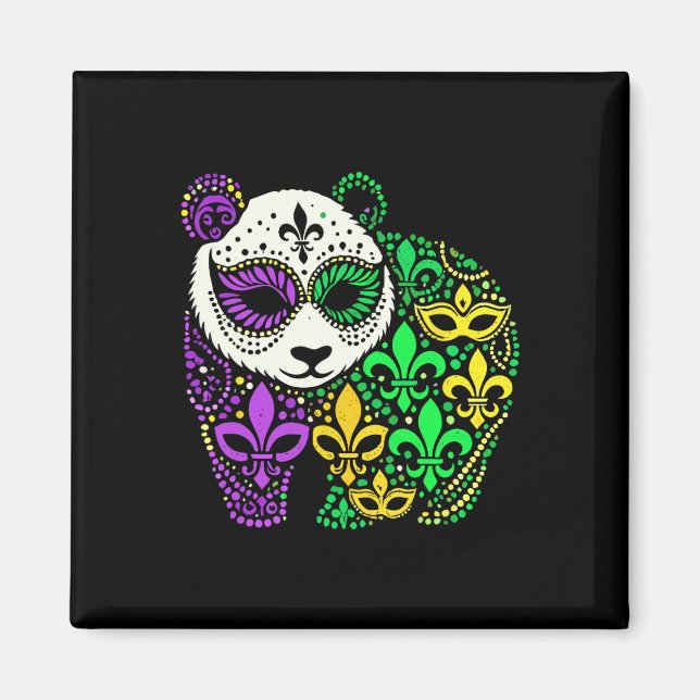 Imán Funny Festival Panda Mardi Gras Carnaval Mujeres M (Frente)