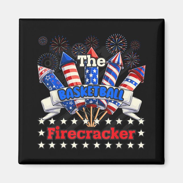Imán Funny Firecracker De Baloncesto Familiar 4 De Juli (Frente)