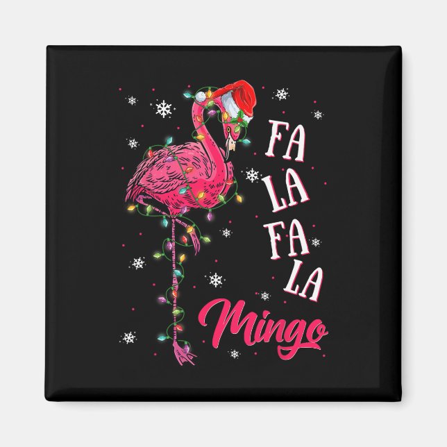 Imán Funny Flamingo Santa Hat Navidades enciende Navida (Frente)