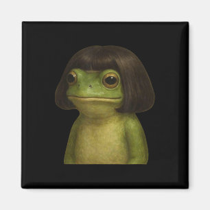 Imán Funny Frog Chica Bob Hair Meme Art