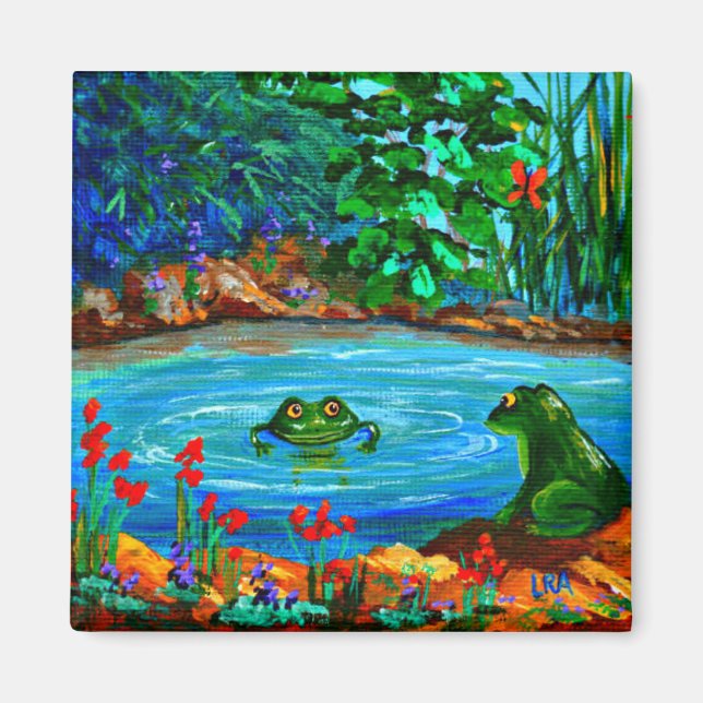 Imán Funny Frog Pond Creationarts (Frente)