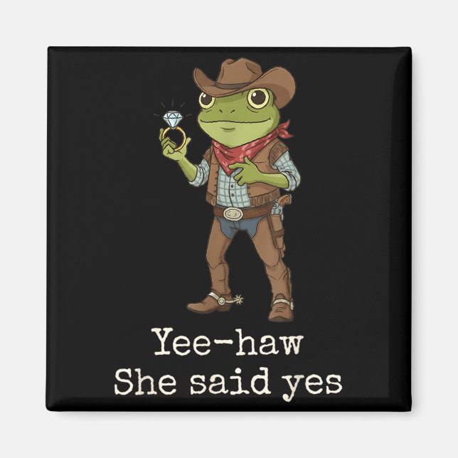 Imán Funny Frog Western Engagement Matching Couples Tee (Frente)