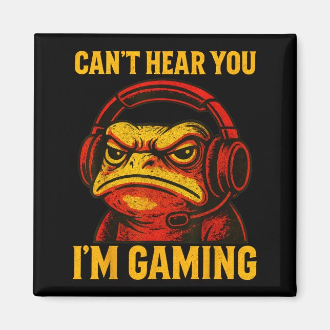 Imán Funny Gamer Frog Men Women Boys Can't Hear You Vid (Frente)