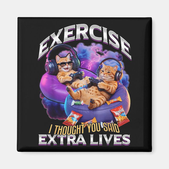 Imán Funny Gaming Gamer Cat  (Frente)