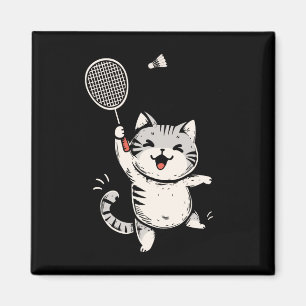 Imán Funny Gato De Badminton Cute Kitty Badminton Playe