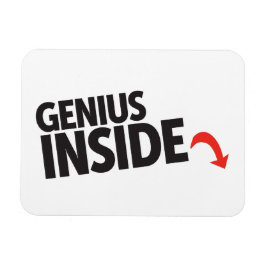 Imán Funny Genius Inside with arrow joke white