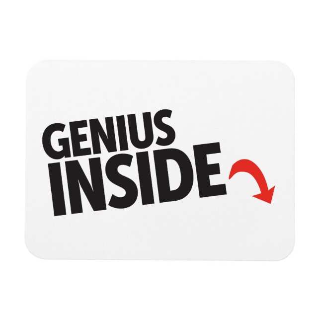 Imán Funny Genius Inside with arrow joke white (Horizontal)