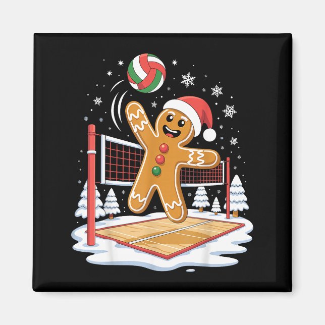 Imán Funny Gingerbread Volleyball Player Christmas  (Frente)