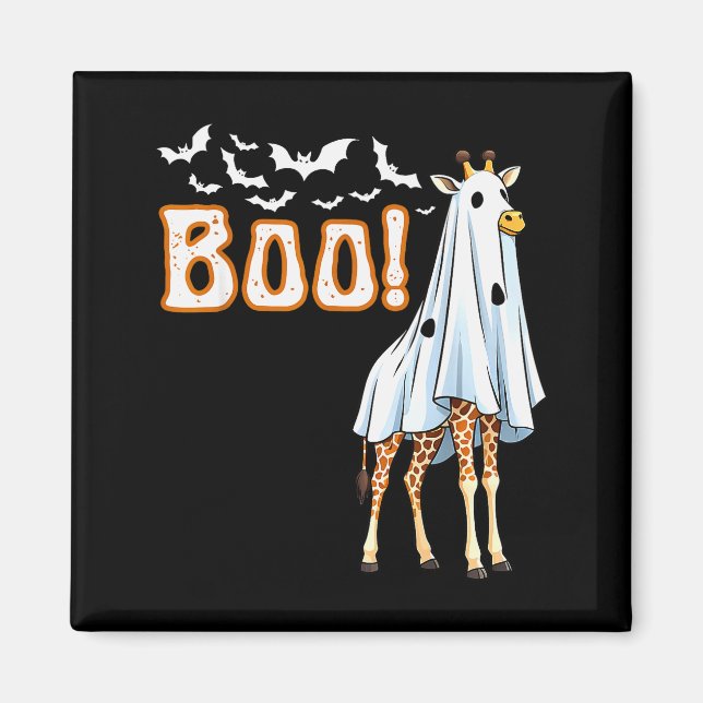 Imán Funny Giraffe Ghost Boo Shirt Cute Animal Hallowee (Frente)