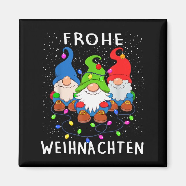 Imán Funny Gnomes Merry Christmas Frohe Weihnachten  (Frente)