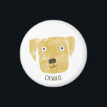 Imán Funny Golden Labrador Recuperever Dog Nombre perso<br><div class="desc">Una linda pintura de acuarela de perro de Golden Labrador Retriever para hacerte sonreír. Personalizar cambiando o eliminando el nombre.</div>
