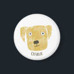 Imán Funny Golden Labrador Recuperever Dog Nombre perso<br><div class="desc">Una linda pintura de acuarela de perro de Golden Labrador Retriever para hacerte sonreír. Personalizar cambiando o eliminando el nombre.</div>