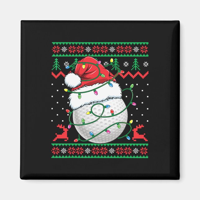 Imán Funny Golf Ugly Christmas Sweater Womens Mens Golf (Frente)