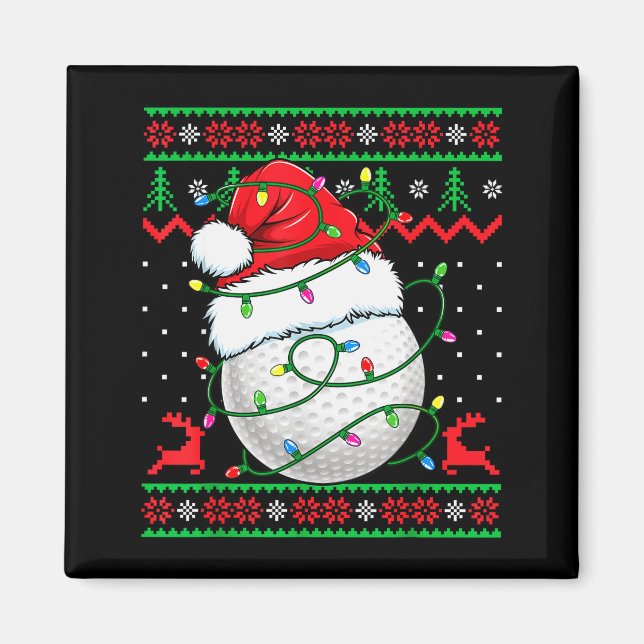 Imán Funny Golf Ugly Christmas Sweater Womens Mens Golf (Frente)