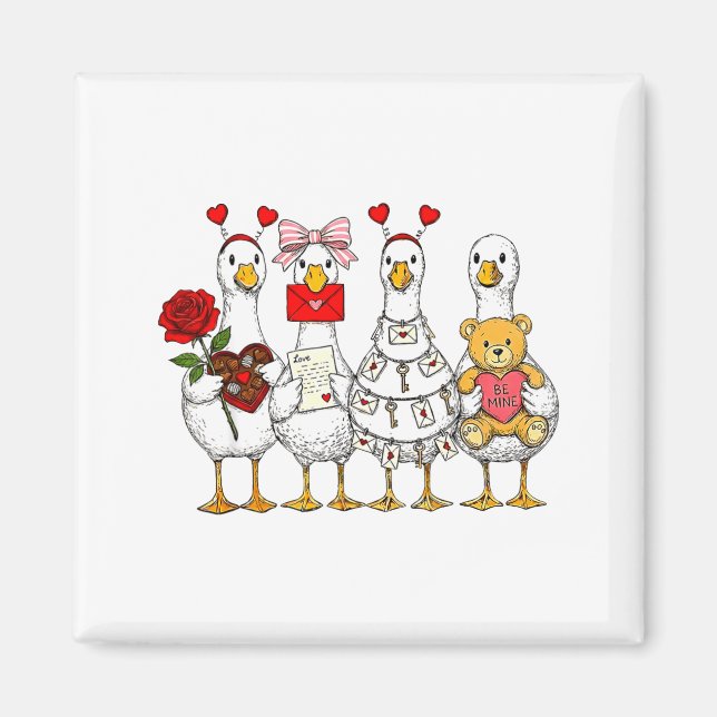 Imán Funny Goose Happy Valentine Goose Cute Heart Lover (Frente)