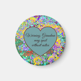 Imán Funny Grandma Magnet – Abstract Floral Heart
