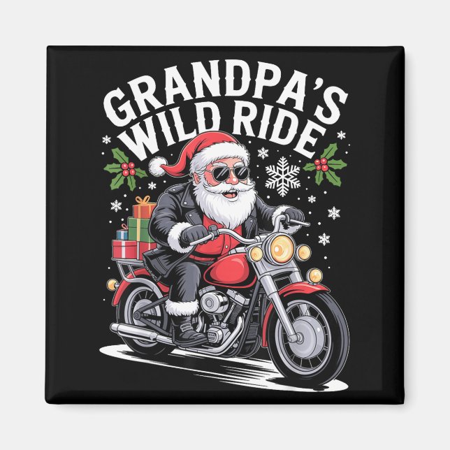 Imán Funny Grandpa's Biker Ride Christmas Motorcycle Sa (Frente)