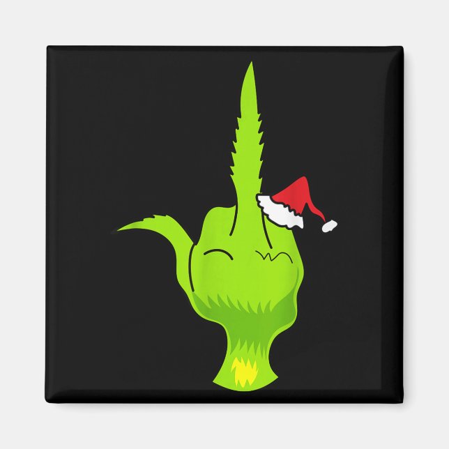 Imán Funny Green Hand Middle Finger Xmas Santa  (Frente)