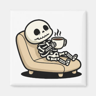 Imán Funny Grim Reaper Drinking Coffee | "Dead Inside" 