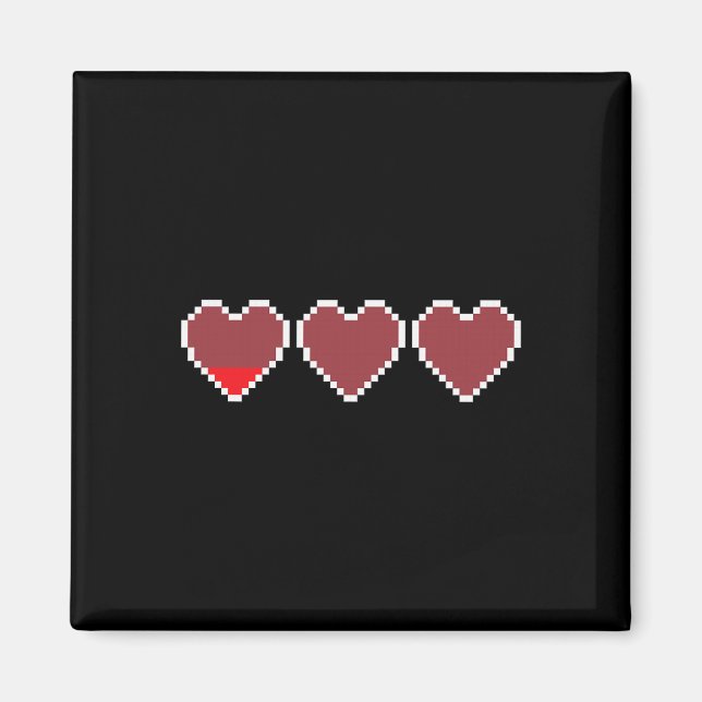 Imán Funny Guay Cute Video Game Hearts Design - Pixel H (Frente)
