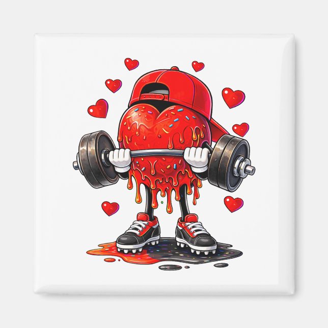 Imán Funny Gym Heart Weightlifting Fitness Workout Drip (Frente)