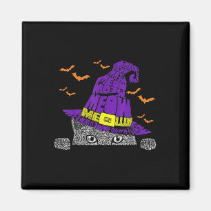 Imán Funny Halloween Cat Lover Con Witch Gorra For Spoo