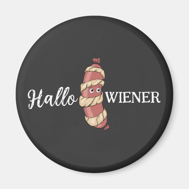 Imán Funny Halloween Hotdog Mummy Hallowiener Pun (Frente)
